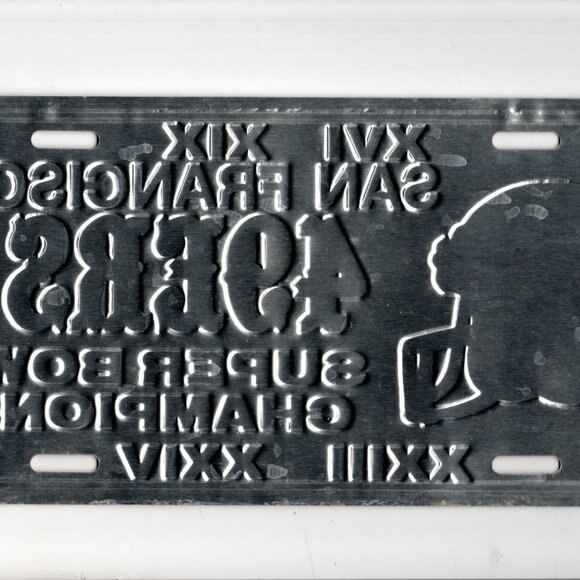 San Francisco 49ers Super Bowl Champions Metal License Plate - Picture 2 of 2